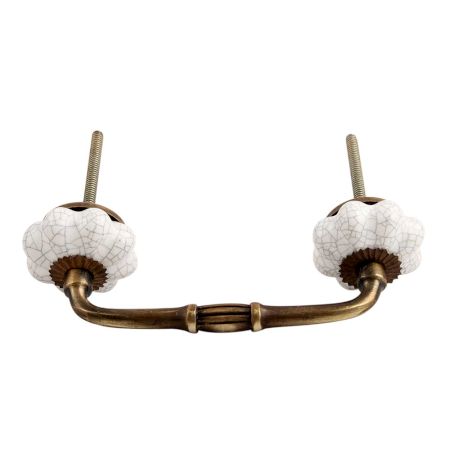 White Crackle Ceramic Melon Bridge Handle